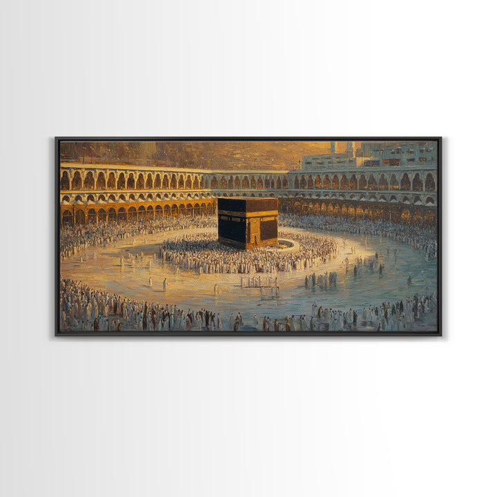 Kaaba Mecca Pilgrimage Wall Art, Islamic Framed Canvas Print, Muslim Home Decor, Ramadan Eid Gift, Prayer Room Art, Islamic Wall Decor