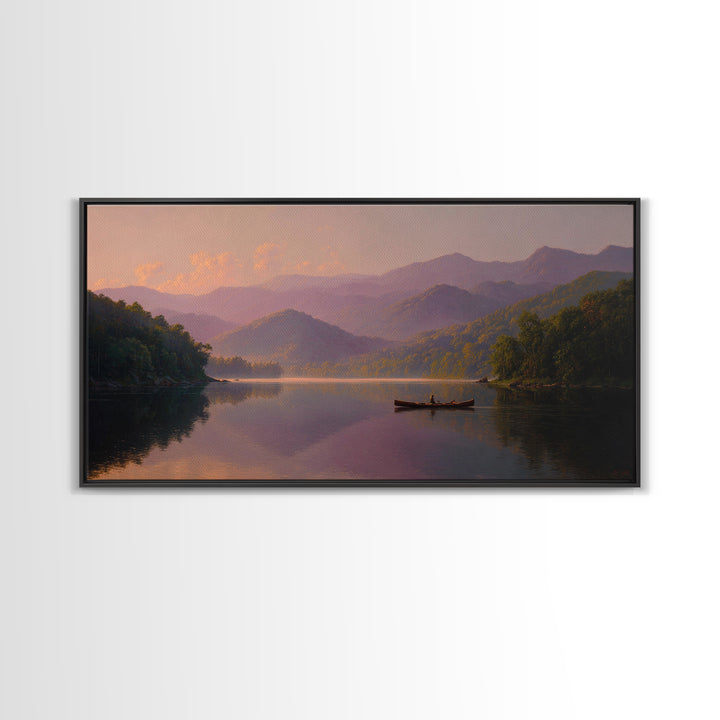 Smoky Mountain Lake At Sunset Canvas Print, Serene Landscape Wall Art, Cabin Decor, Rustic Home Decor, Housewarming Gift