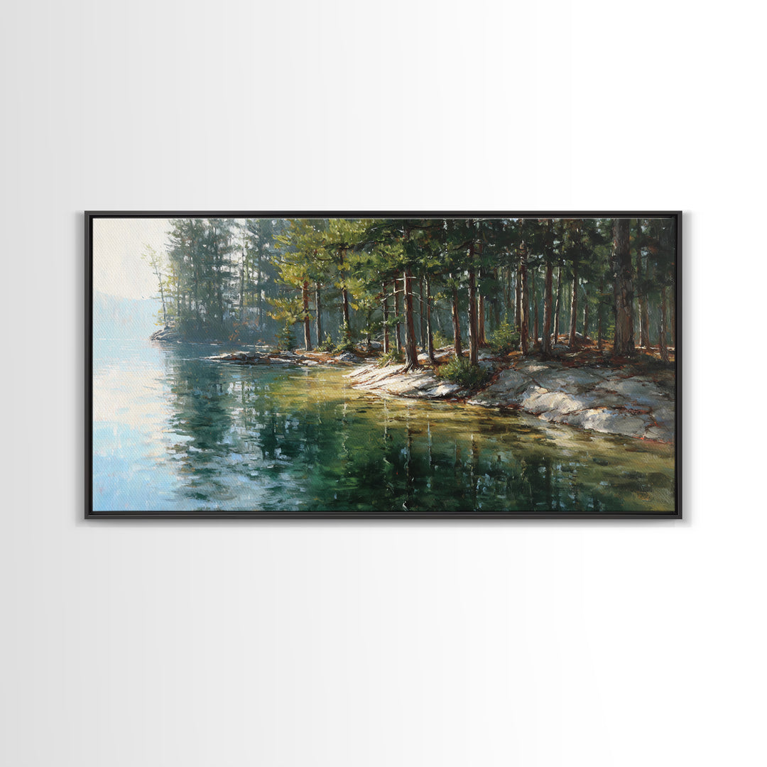 Two Loons On Calm Water Misty Morning Lake Landscape Wall Art Canvas Print Nature Inspired Home Decor Tranquil Fine Art Print