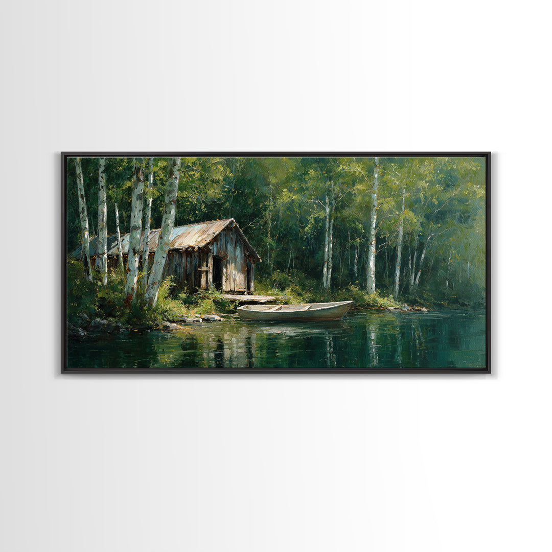 Scenic Tranquil Lake With Lily Pads And Bergen Mountains Landscape Painting Wall Art Canvas Print For Home Decor