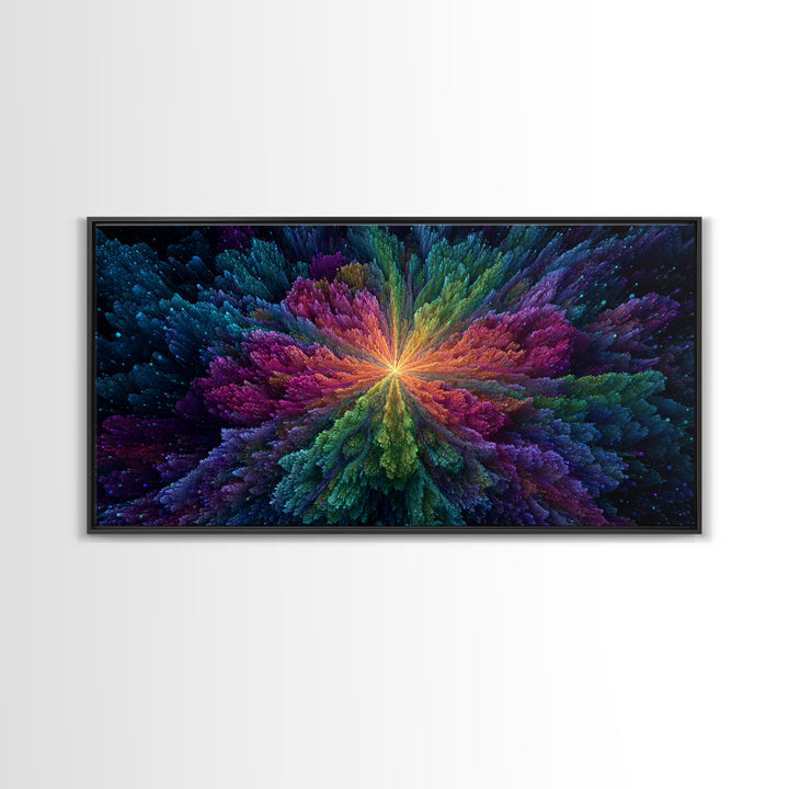 Vibrant Abstract Cosmic Night Sky With Stars And A Central Black Hole Explosion Colorful Wall Art Canvas Print For Home Office Or Living Room