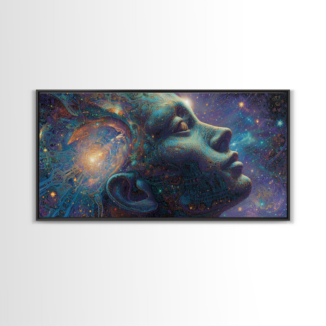 Retro Futuristic Neon Sunset Over Ocean Large Wall Art Canvas Print Vibrant Coastal Home Decor