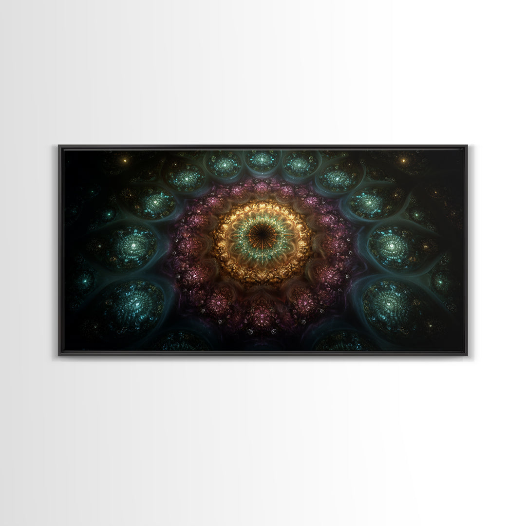 Magical Kaleidoscope Mandala Inspired Abstract Fractal Design Wall Art Modern Wall Decor Canvas Print Gift