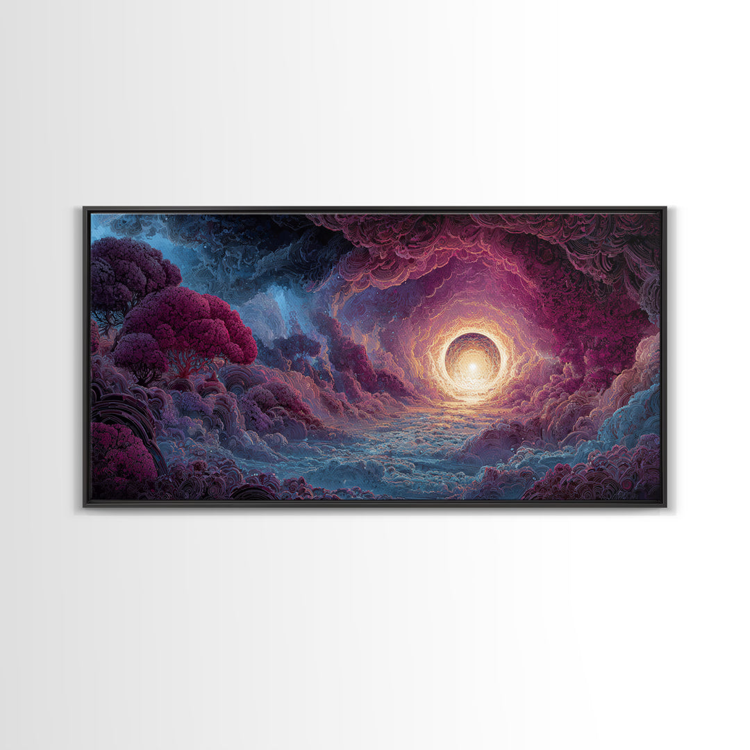 Fantasy Forest Landscape Painting Canvas Print Enchanting Magical Trees Wall Art Modern Home Decor