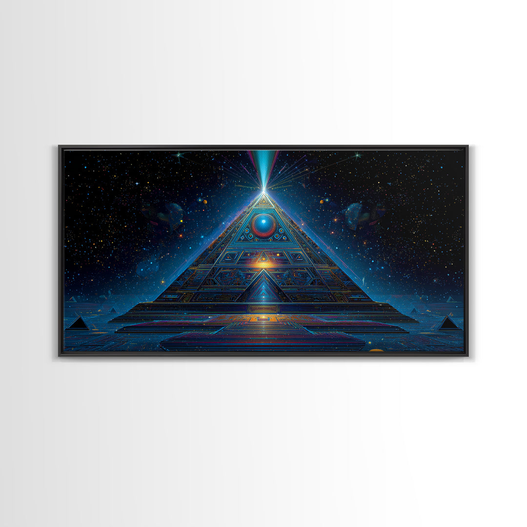 Mystical Futuristic Pyramid Digital Art Print Canvas Print Wall Art Modern Sci Fi Decor Inspirational Artwork