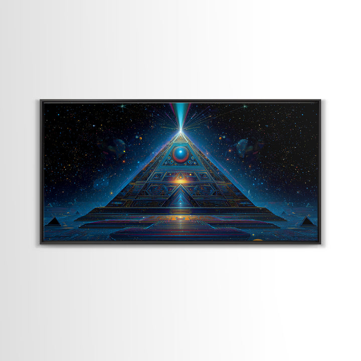 Mystical Futuristic Pyramid Digital Art Print Canvas Print Wall Art Modern Sci Fi Decor Inspirational Artwork