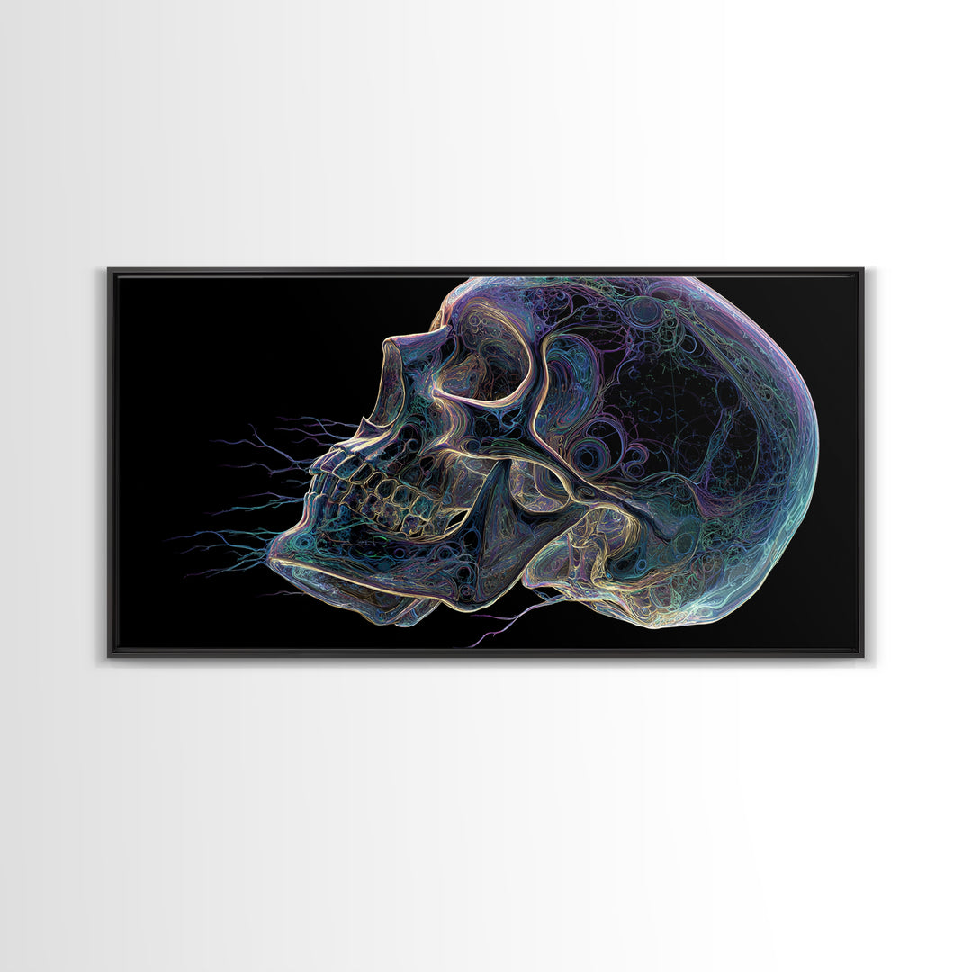 Digital Skull Art Multicolor Fantasy Illustration Canvas Print Modern Wall Art Halloween Decor Gift Idea