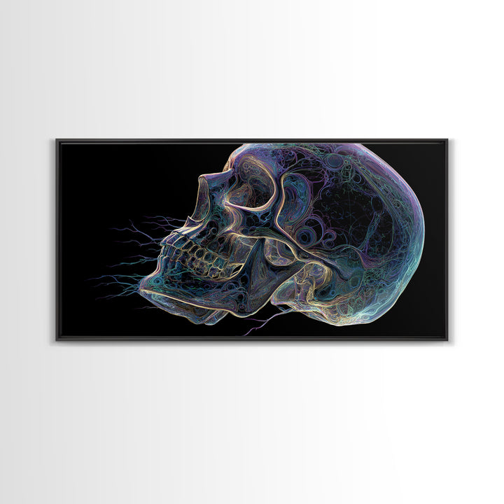 Digital Skull Art Multicolor Fantasy Illustration Canvas Print Modern Wall Art Halloween Decor Gift Idea