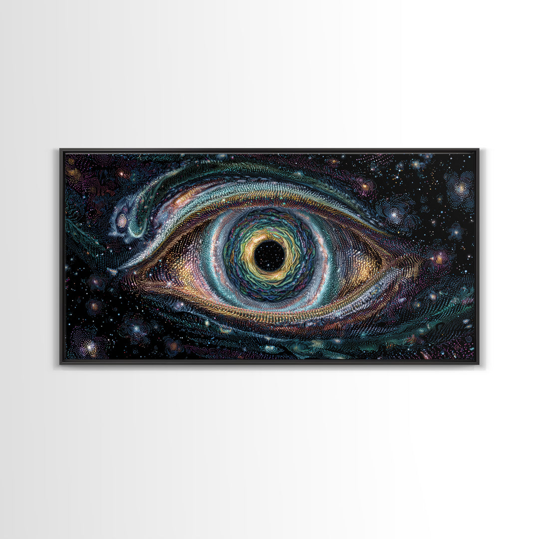 Cosmic Vortex Eye With Starry Galaxy Background Abstract Surreal Wall Art For Modern Home Decor And Spiritual Spaces Canvas Print With Stunning Detail
