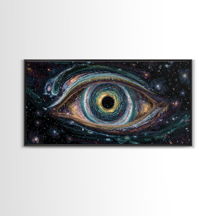 Cosmic Vortex Eye With Starry Galaxy Background Abstract Surreal Wall Art For Modern Home Decor And Spiritual Spaces Canvas Print With Stunning Detail