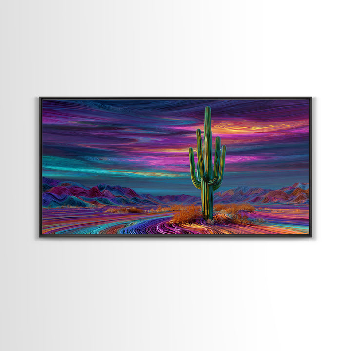Futuristic Neon Cityscape With Skyscrapers Reflected On Water Large Wall Art Framed Canvas Print Modern Urban Home Decor