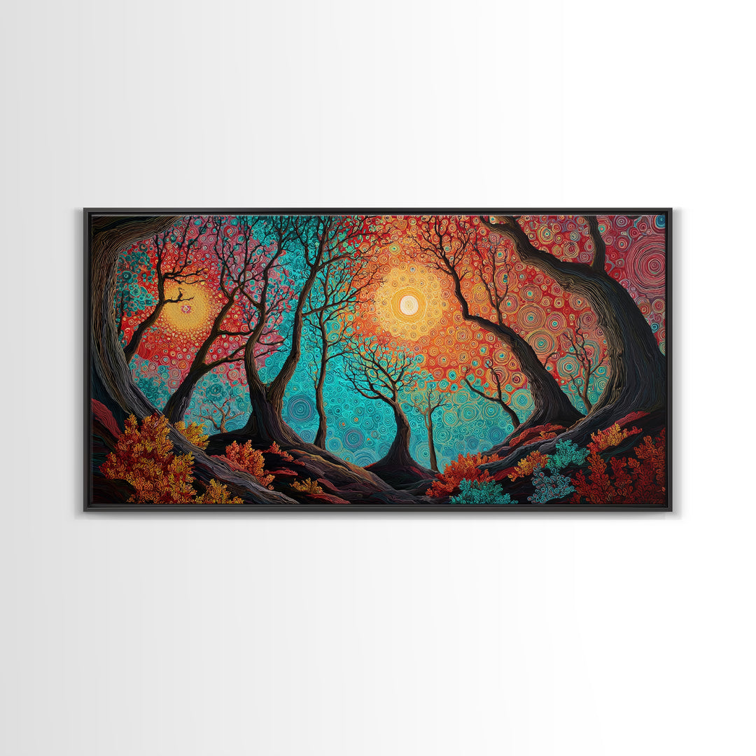 Bright Bold Sunset Over Ocean Waves Colorful Coastal Wall Art Modern Home Decor Vibrant Living Room Canvas Print