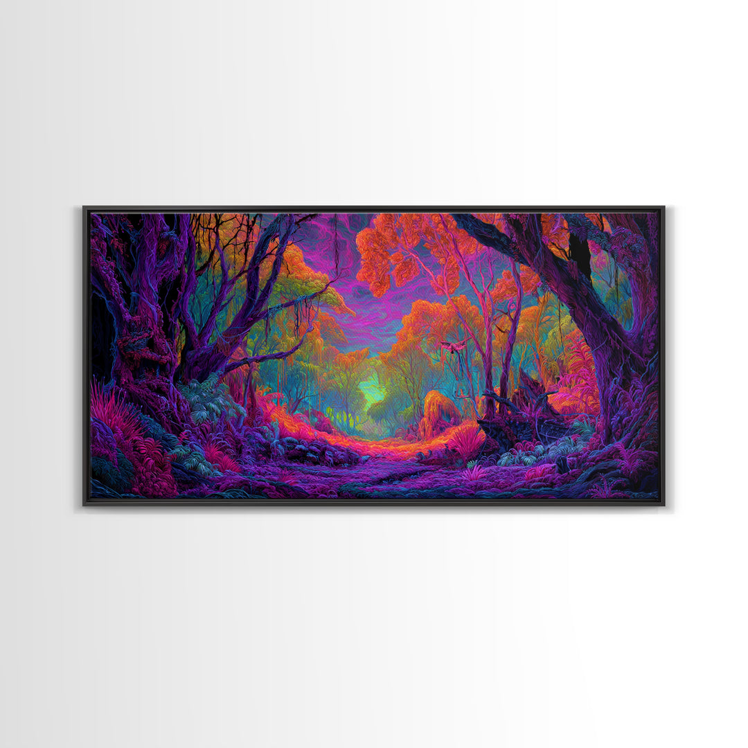 Vibrant Fantasy Forest Landscape Wall Art Colorful Nature Canvas Print For Living Room Modern Wall Art