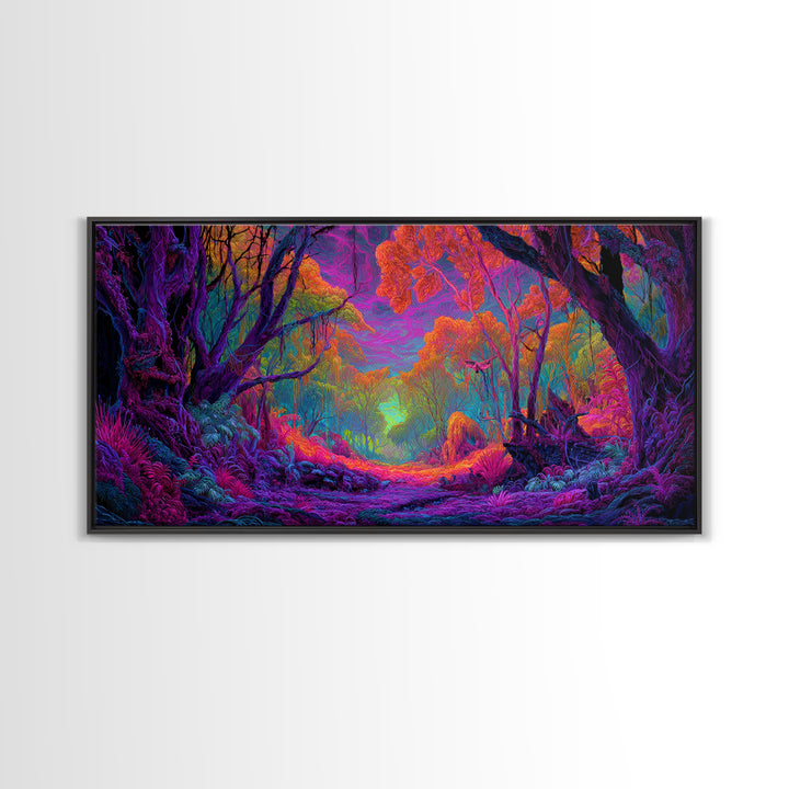 Vibrant Fantasy Forest Landscape Wall Art Colorful Nature Canvas Print For Living Room Modern Wall Art
