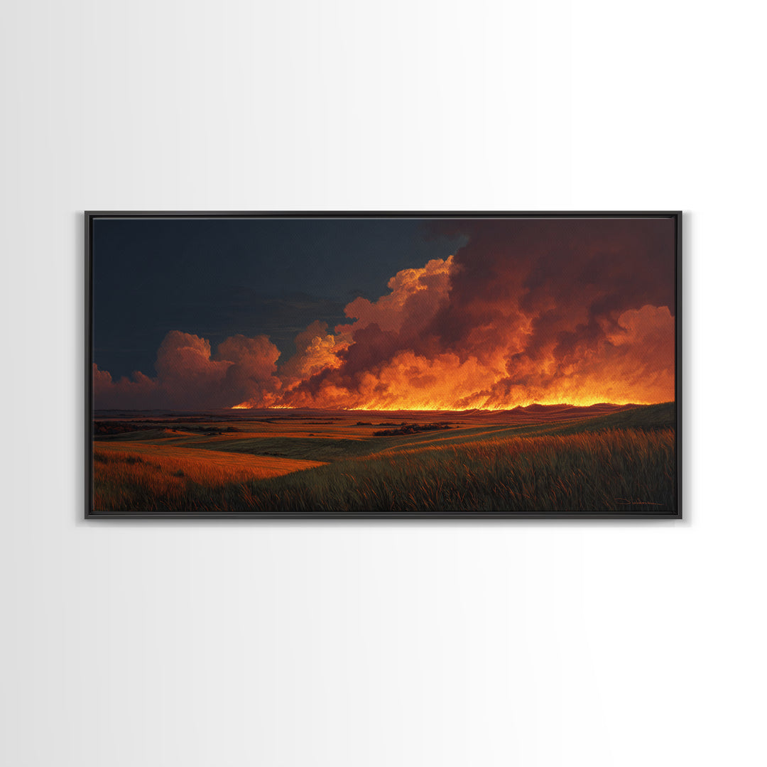 Tranquil Moonlit Lake Scene With Two People Canoeing Among Trees And Starry Sky Wall Art