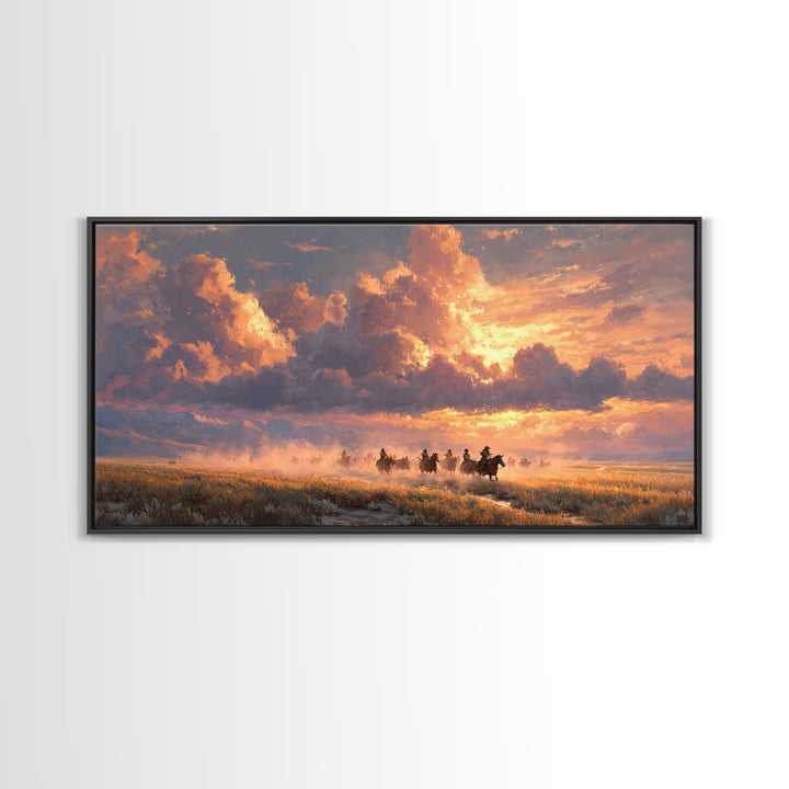 Serene Morning Lake Scene With Wooded Trees and Mist Rising Over Water Wall Art Framed Canvas Print for Cozy Home Decor