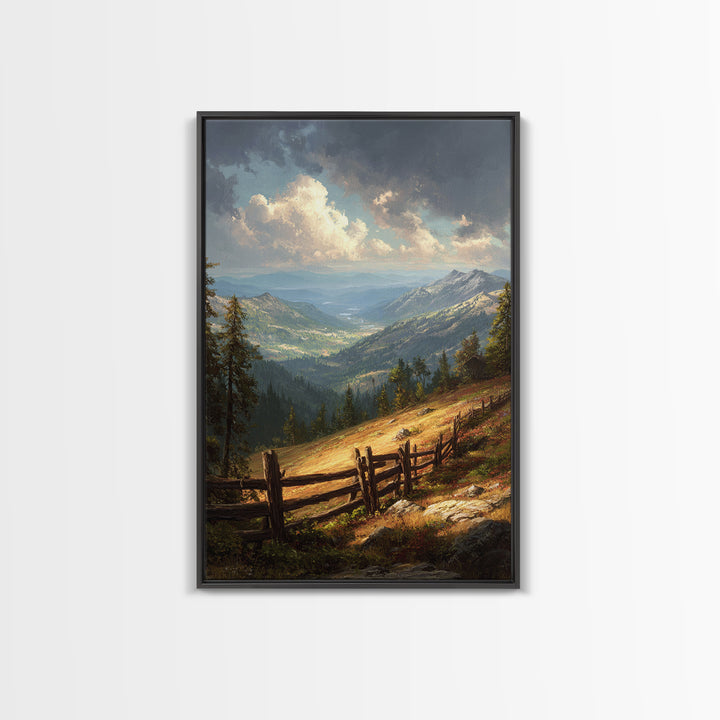 Tranquil Mountain Valley Scenic Landscape Oil Painting Print Wall Art For Living