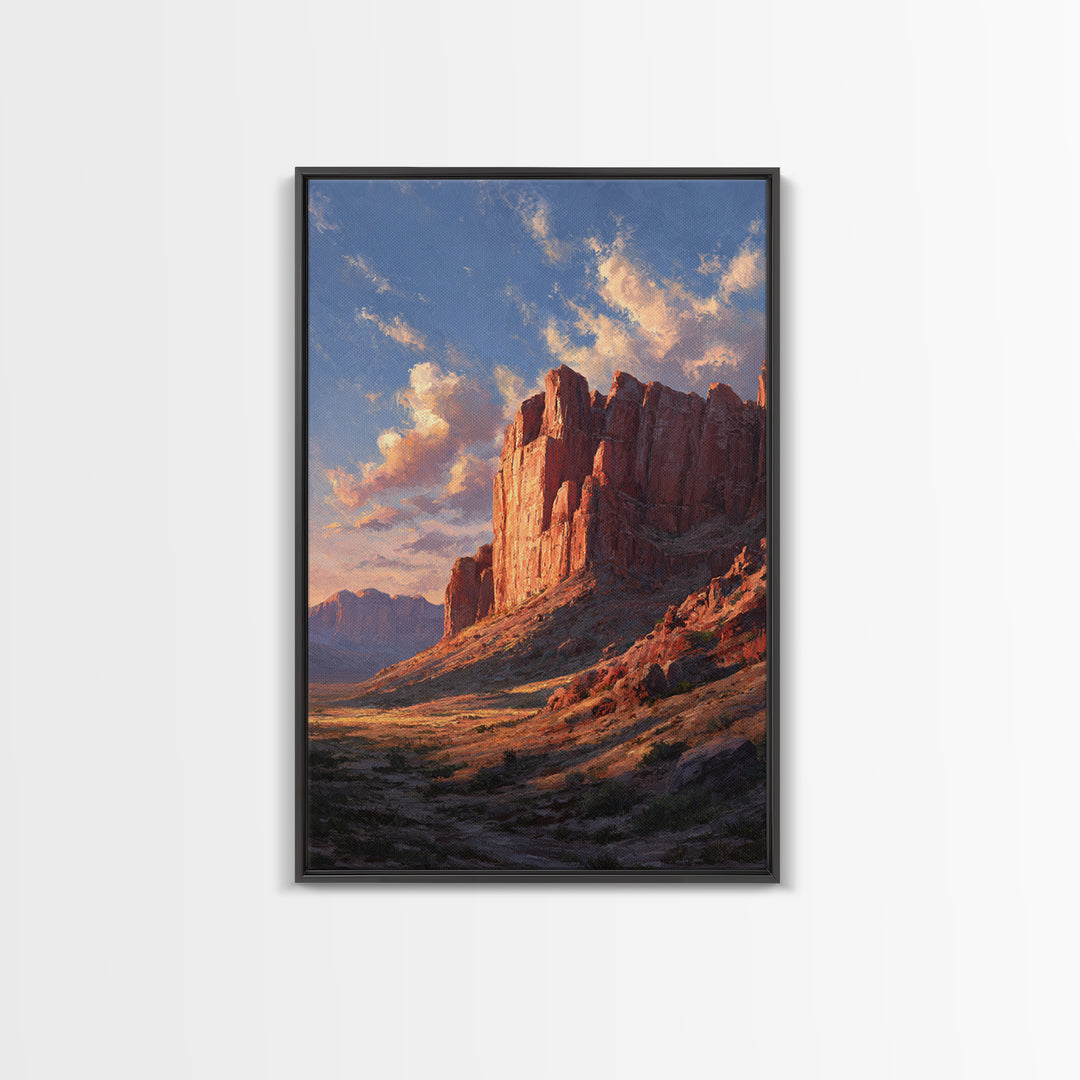 Sunset Over Rugged Canyon Mountain Landscape Contemporary Oil Painting Canvas Print For Modern Wall Art Nature Home Decor