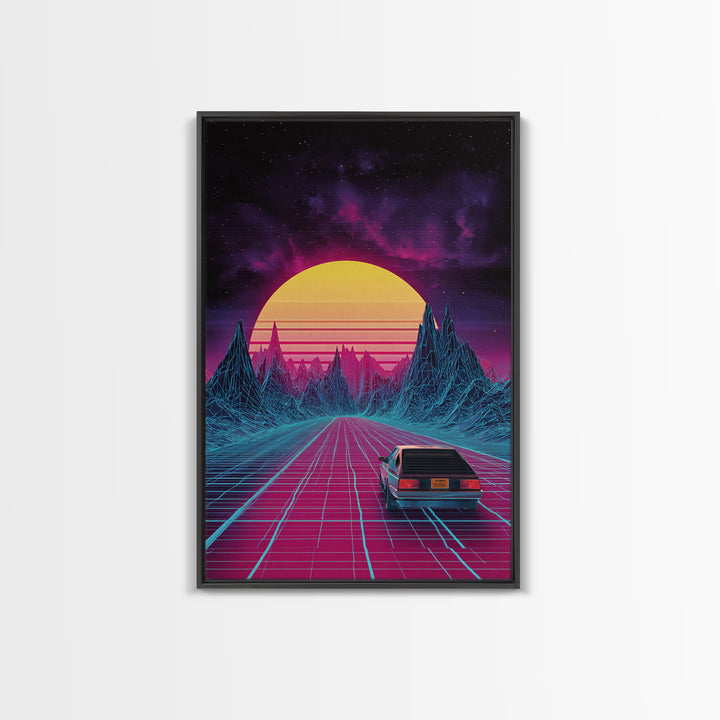 Dynamic Black Ink Wave With Asian Calligraphy Minimalist Wall Art Framed Canvas Print