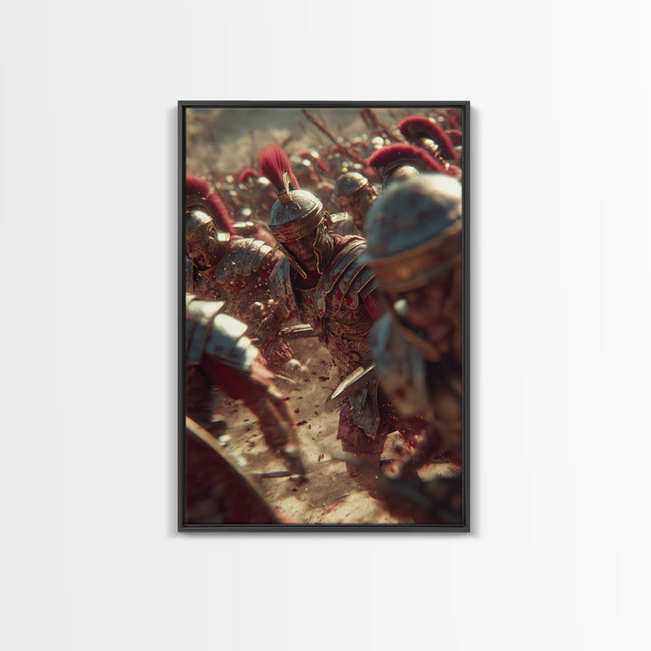 Roman Soldier In Battle Closeup Canvas Print, Ancient Legion Wall Art, Historical Warrior Art Decor, Masculine Gift For Him