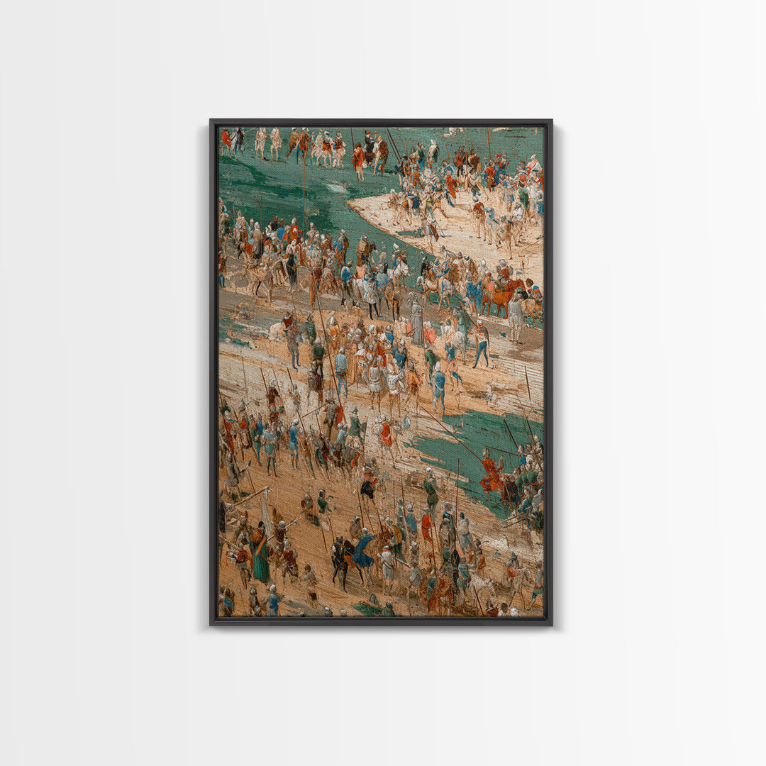 Medieval Battle Camp With Cavalry And Crowds Canvas Print, Historical Wall Decor, Fantasy Art, Large Gallery Wall Art, Home Decor