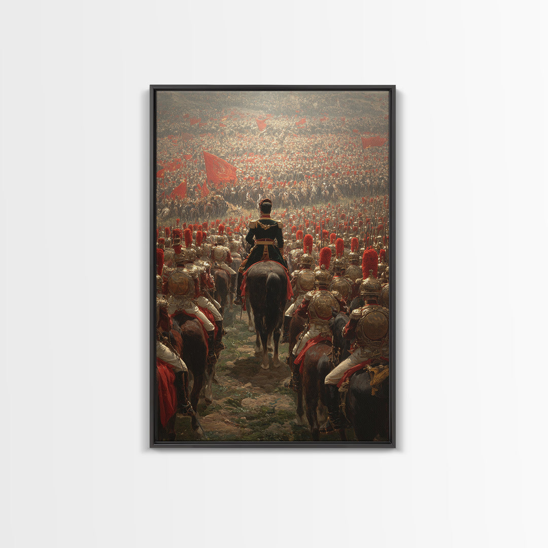 Imperial Commander Over Vast Cavalry Army, Framed Canvas Print, Historical Battle Art, Military Wall Decor, Gift For Him