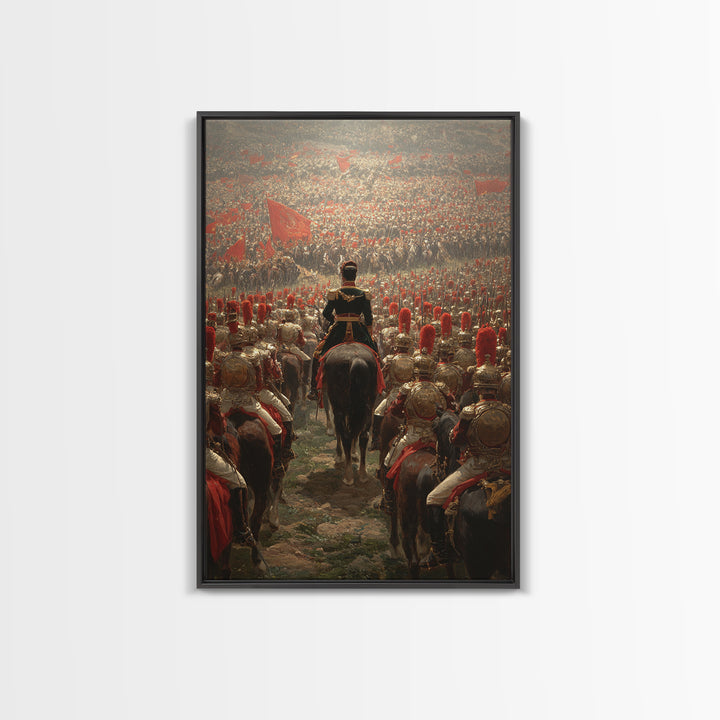 Imperial Commander Over Vast Cavalry Army, Framed Canvas Print, Historical Battle Art, Military Wall Decor, Gift For Him