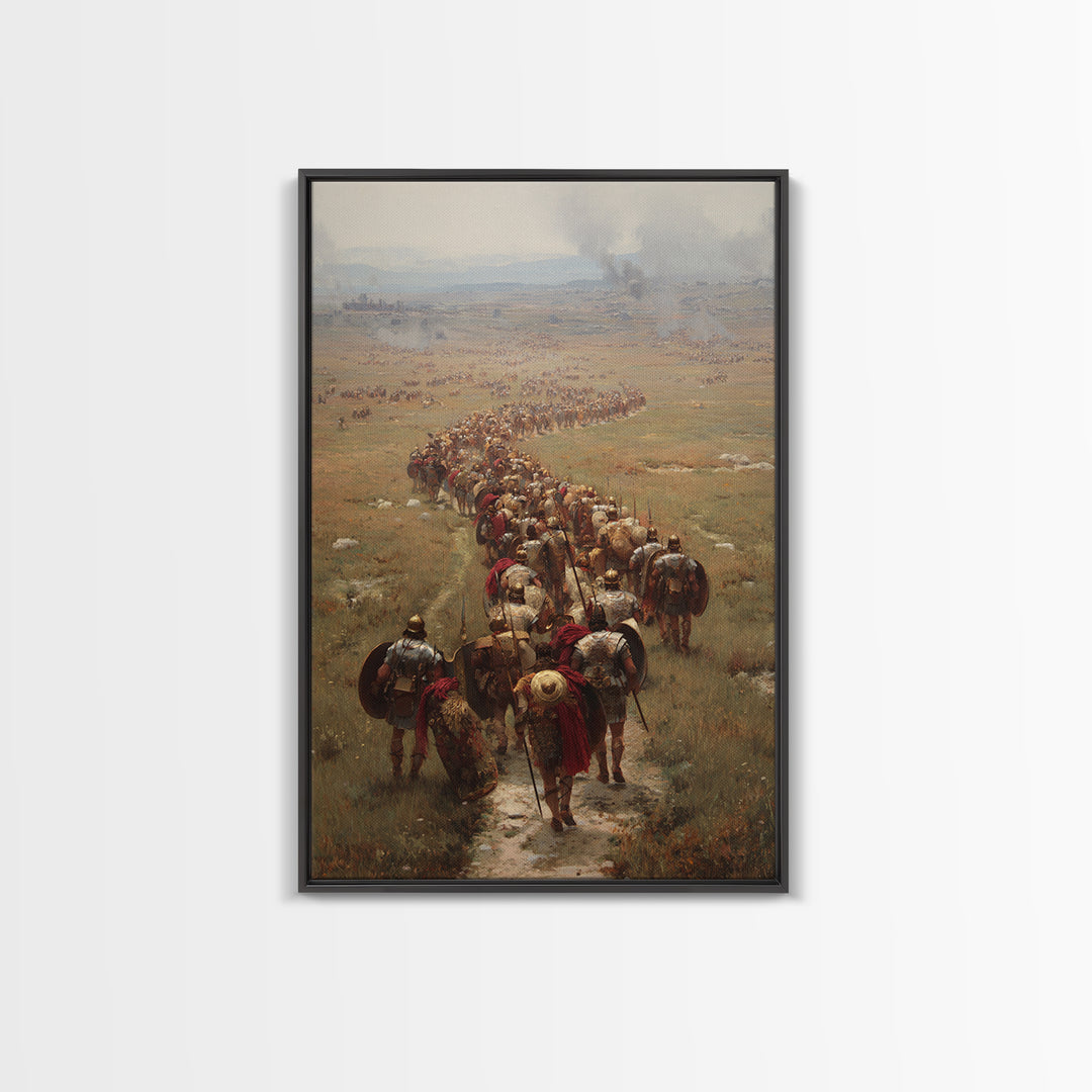 Roman Legion Marching Across Open Plains Canvas Print, Historical Battle Wall Art, Classical Office Decor For Him, Living Room Art