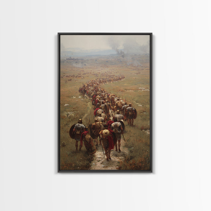 Roman Legion Marching Across Open Plains Canvas Print, Historical Battle Wall Art, Classical Office Decor For Him, Living Room Art