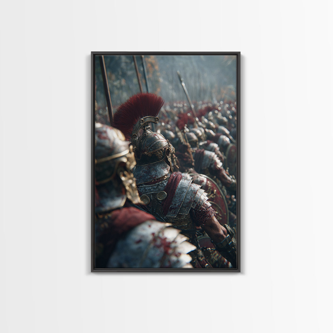 Roman Legion Battle Helmets, Ancient Warrior Wall Art, Historical Canvas Print, Masculine Office Decor, Gift For Him, Man Cave