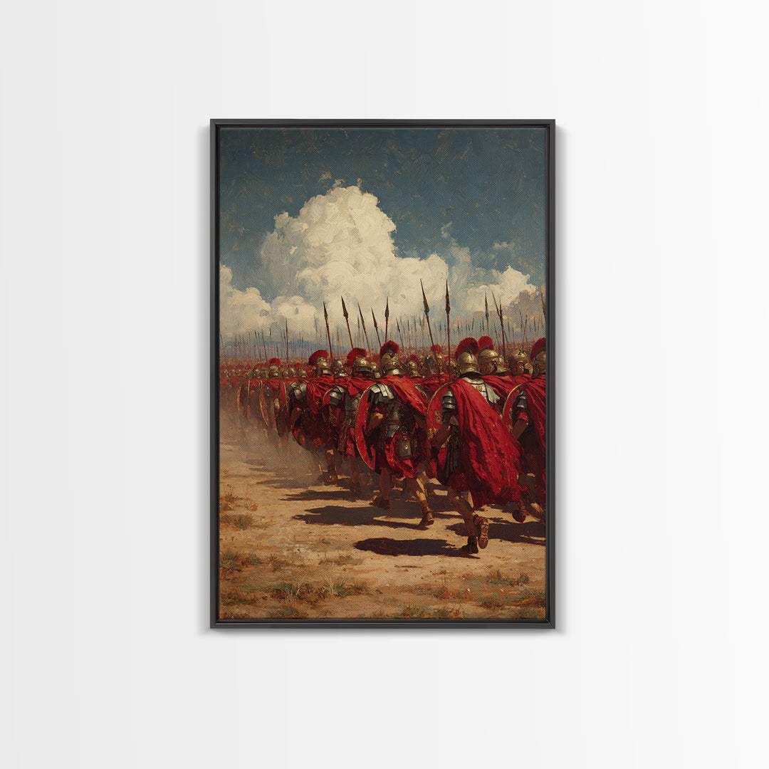 Roman Legion Marching With Red Capes Canvas Print, Ancient Warrior Wall Art, Historical Battle Decor, Gift For Him, Office Decor