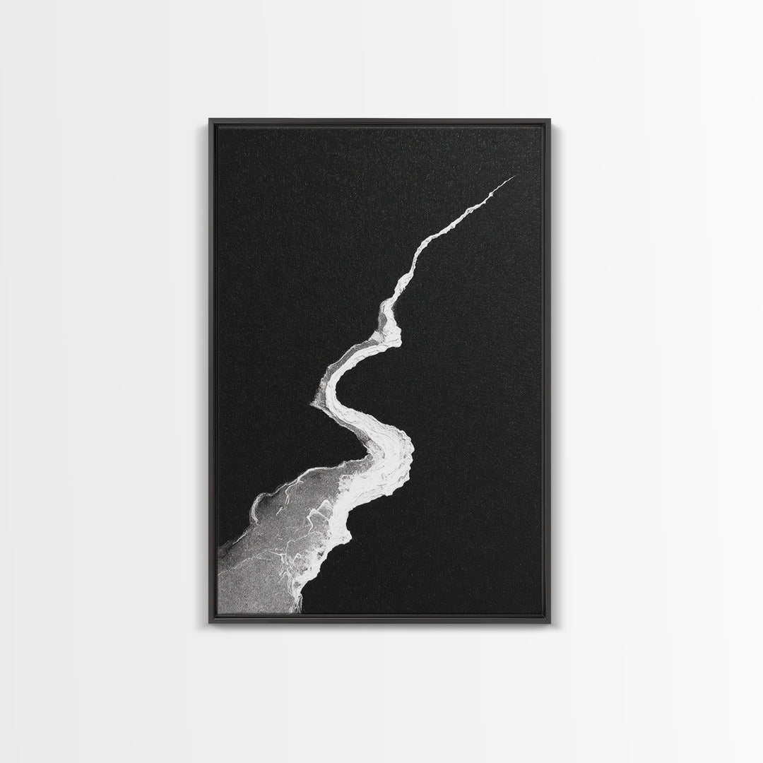 Abstract Black And White Textured Paint Stroke Minimalist Wall Art Canvas Print For Office Decor
