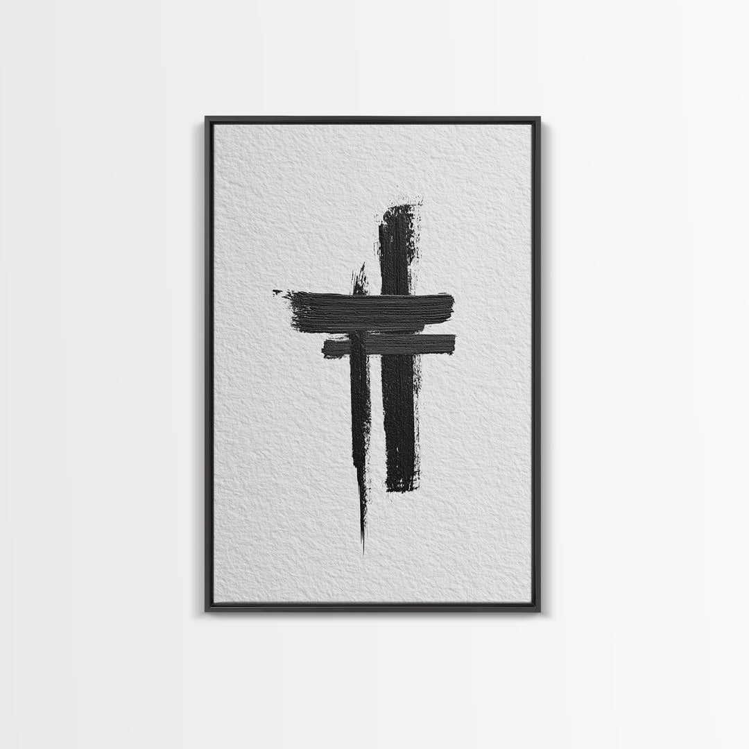 Minimalist Abstract Black Brush Strokes On Textured White Paper Canvas Print Modern Art Wall Decor
