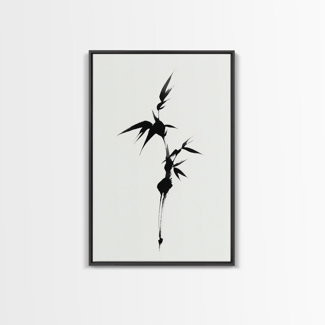 Zoetrope-Like Monochrome Abstract Wave Shape Ink Brush Stroke Painting Minimalist Wall Art Print Framed Canvas