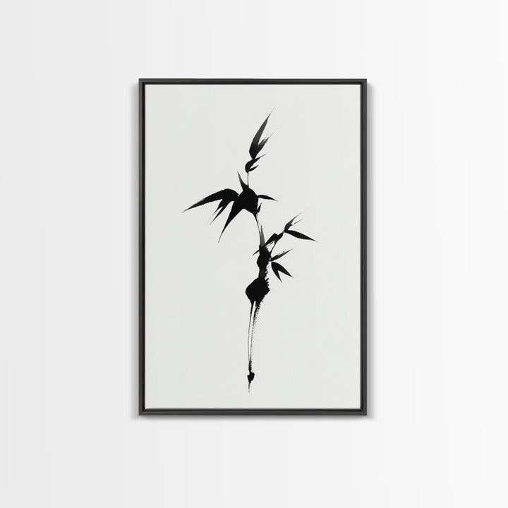 Zoetrope-Like Monochrome Abstract Wave Shape Ink Brush Stroke Painting Minimalist Wall Art Print Framed Canvas