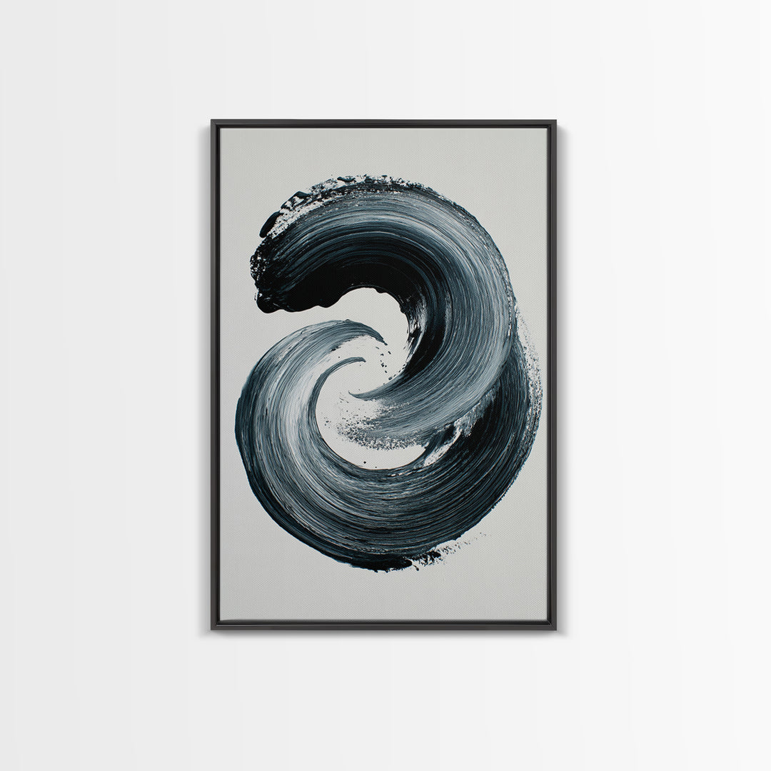 Bold Black And White Abstract Ink Brush Stroke Minimalist Wall Art Print Ideal For Contemporary Home Decor