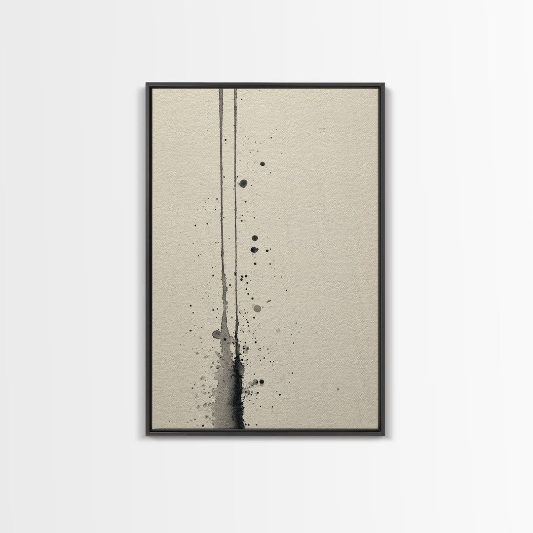 Minimalist Black Ink Art With Leaf Branch On Neutral Background Elegant Wall Art Print For Modern Home Decor And Office Wall Decoration