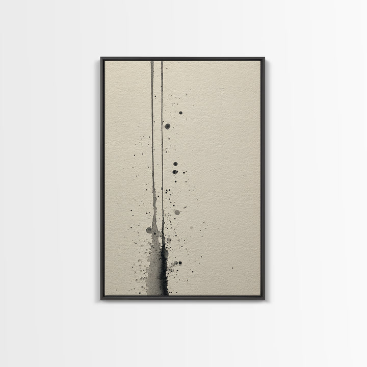 Minimalist Black Ink Art With Leaf Branch On Neutral Background Elegant Wall Art Print For Modern Home Decor And Office Wall Decoration