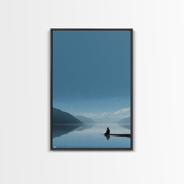 Peaceful Solitude At Lake With Mountains Sunrise Landscape Wall Art Framed Canvas Print For Living Room Home Decor