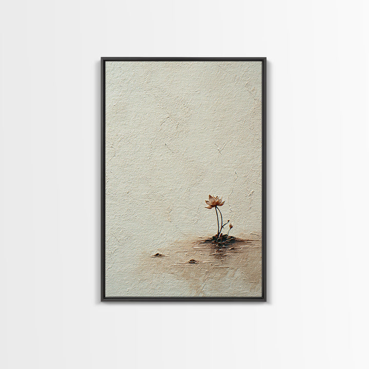 Simple Lotus Flower Minimalist Painting Wall Art Canvas Print For Spa Decor And Zen Home Decoration