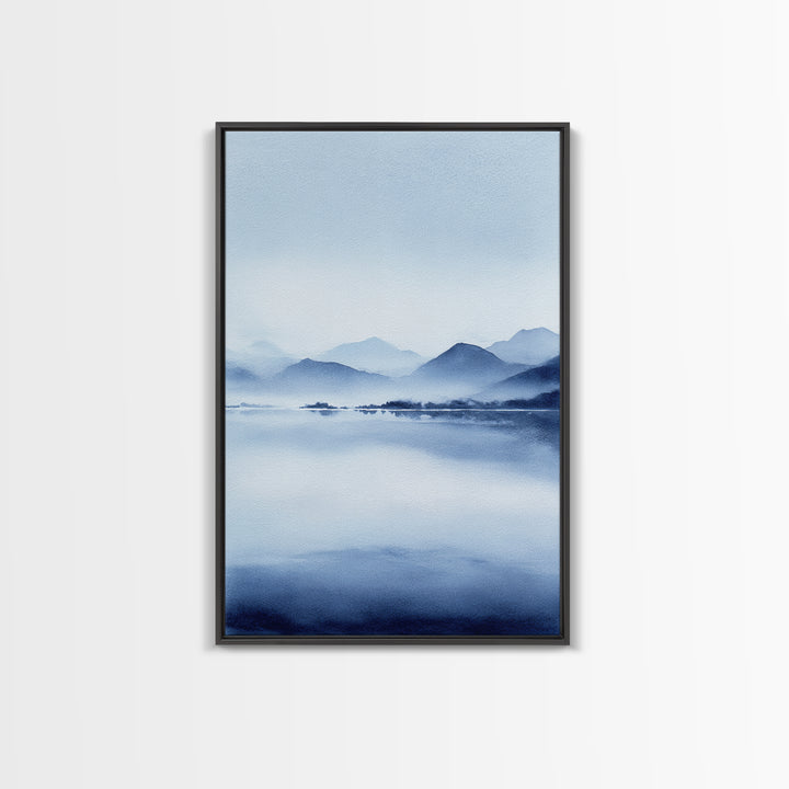 Cyberpunk Digital Blue Buddha Statue With Fish And Neon Lights In Futuristic Aquarium Contemporary Canvas Art