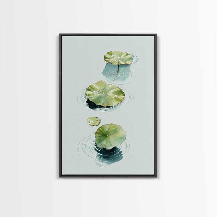 Botanical Watercolor Art Of Floating Lotus Leaves Calm Minimalist Wall Art Print For Nature Inspired Home