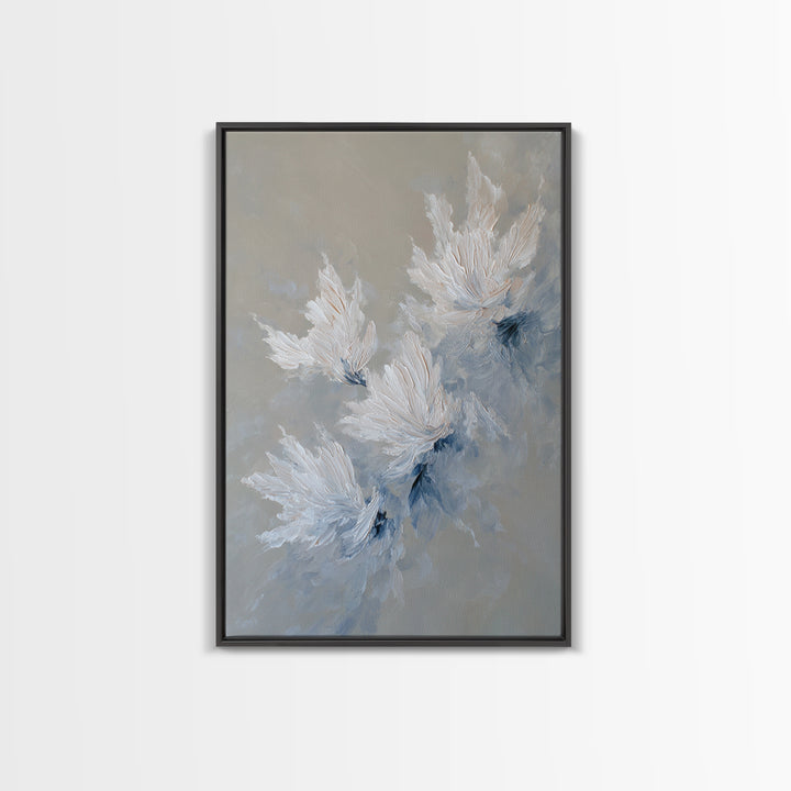 Abstract Black Ink Brush Stroke Flow Calligraphy Wall Art Print Minimalist Contemporary Bedroom Decor Framed Canvas Print