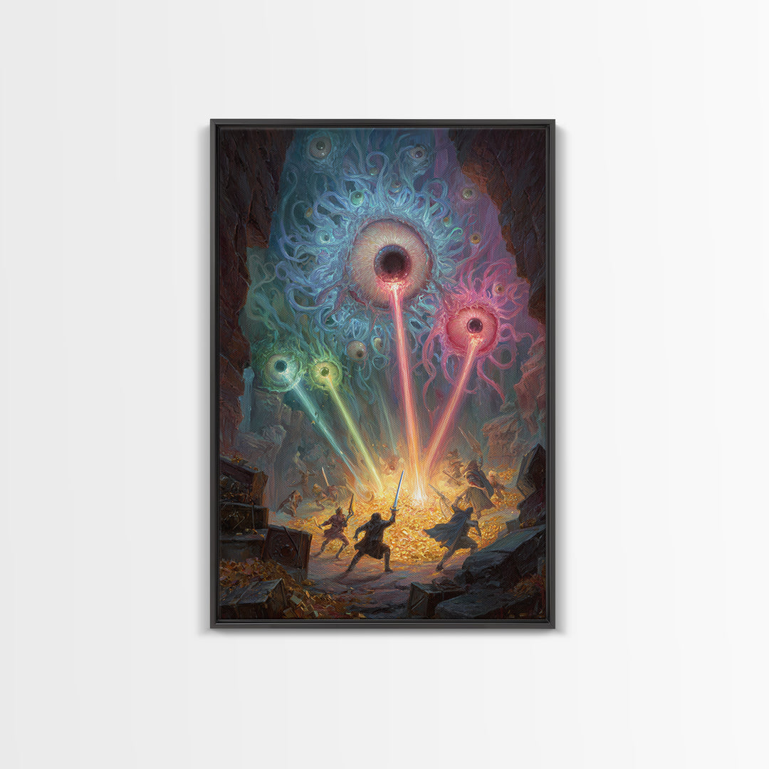 Floating Eye Monsters In Treasure Dungeon Wall Art Fantasy Canvas Print For Dnd Game Room Decor And Weird Gothic Office Art