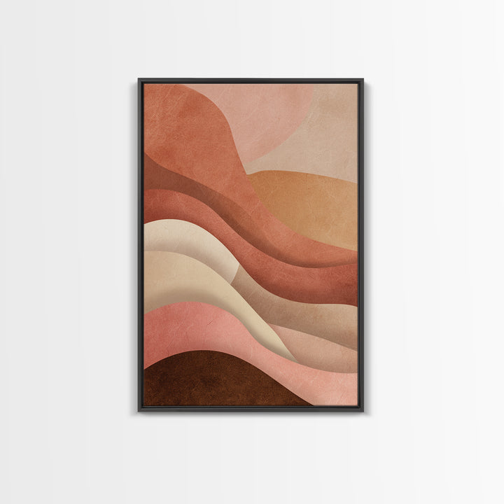 Terracotta Abstract Waves Canvas Print, Earth Tone Wall Art, Neutral Boho Decor, Modern Minimalist Bedroom Art Gift For Her