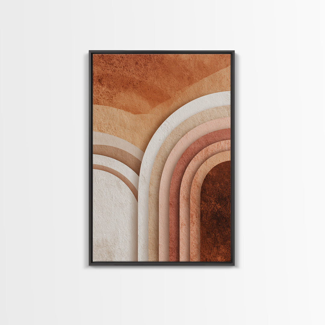 Terracotta Textured Arch Abstract Wall Art, Boho Geometric Canvas Print, Earth Tone Modern Home Decor, Living Room Bedroom Decor