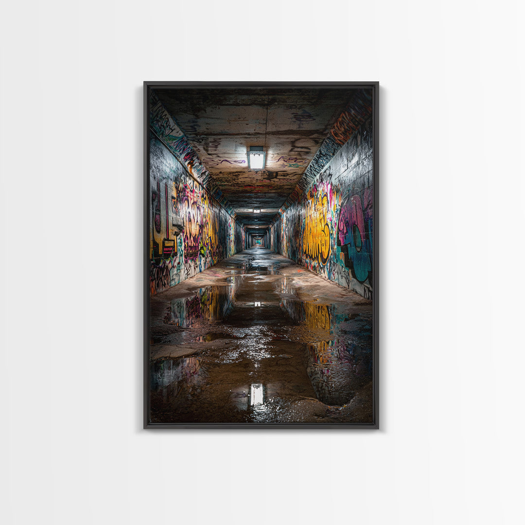 Urban Graffiti Tunnel Photography Wall Art Print Contemporary Art Modern Home Decor For Office And Loft