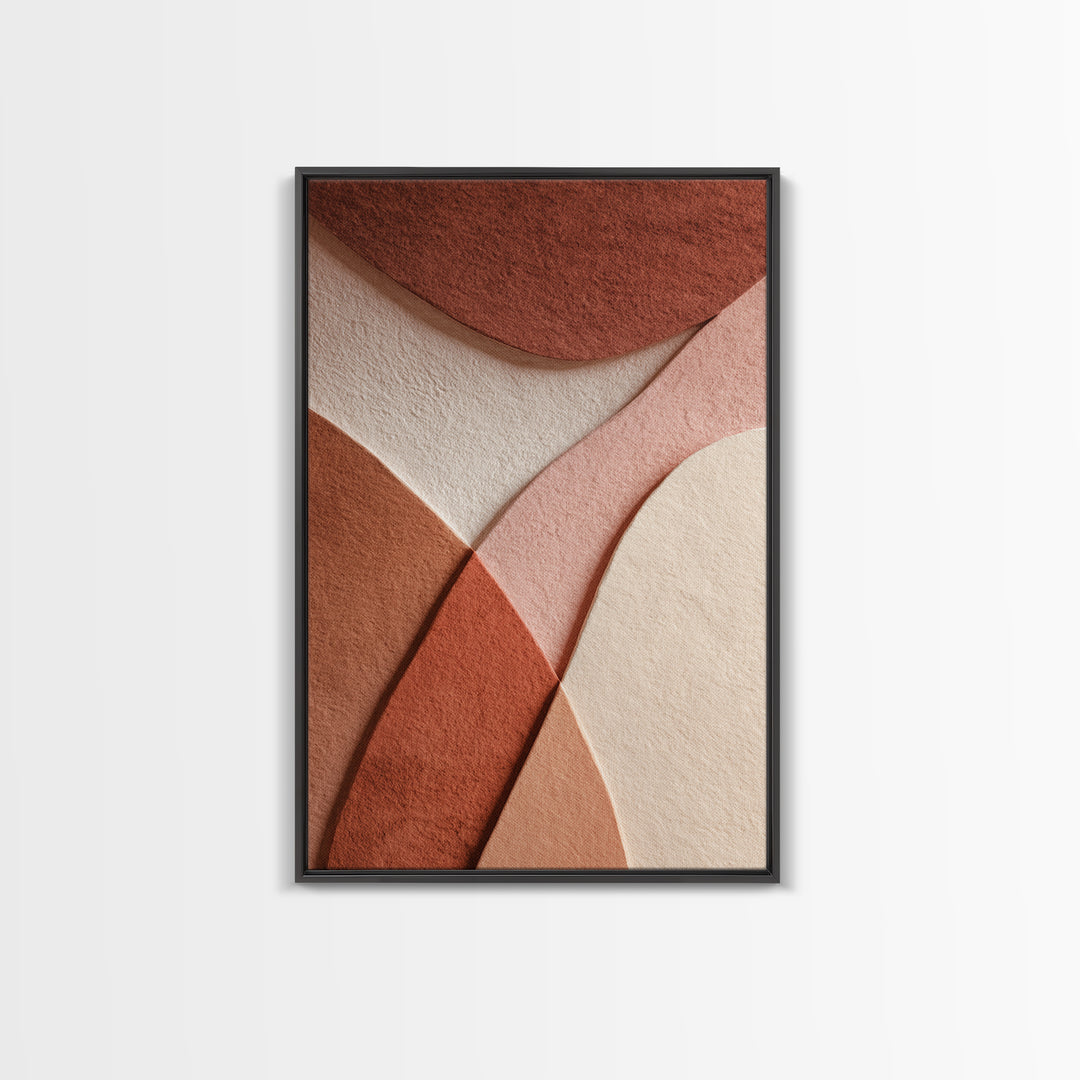 Layered Terracotta Curves Abstract Wall Art, Neutral Geometric Canvas Print, Wabi Sabi Earth Tone Modern Home Decor, Living Room Decor