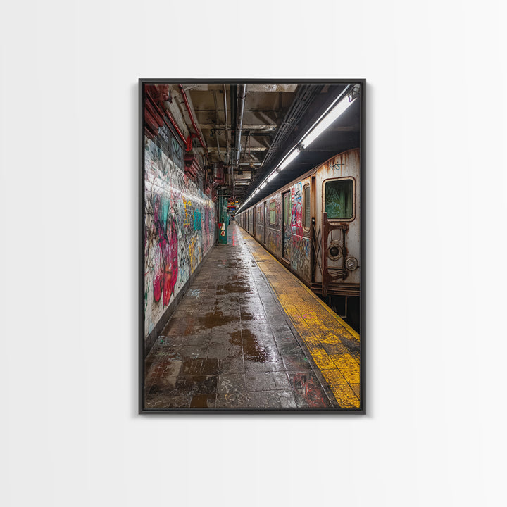Urban Underground Subway Station Art With Vibrant Graffiti Wall Art Framed Canvas Print For Trendy Home Decor