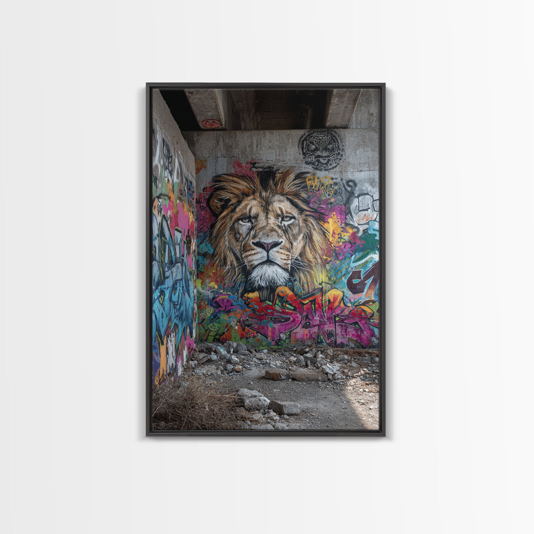 Urban Graffiti Lion Mural Street Art Canvas Print Large Wall Art For Modern Home Decor And Office